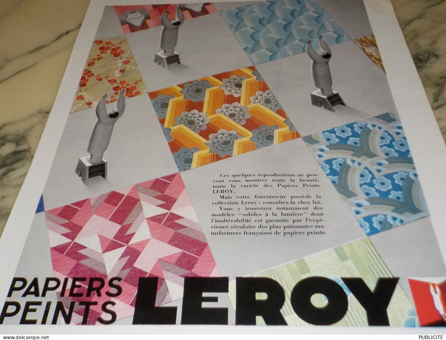 ANCIENNE PUBLICITE PAPIER PEINT LEROY  1932 - Autres & Non Classés