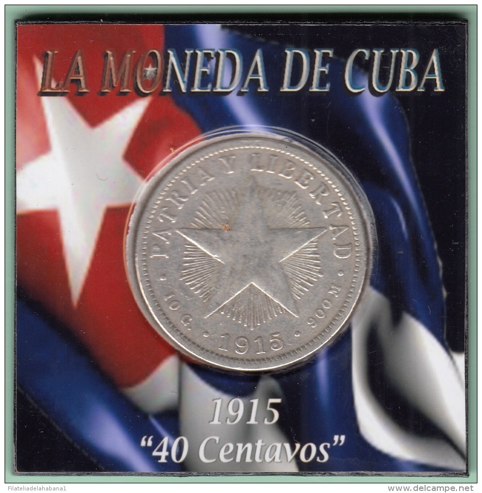 1915-MN-140 CUBA REPUBLICA 40c KM 14.3 1915. ESTRELLA. 10 Gr. - Cuba