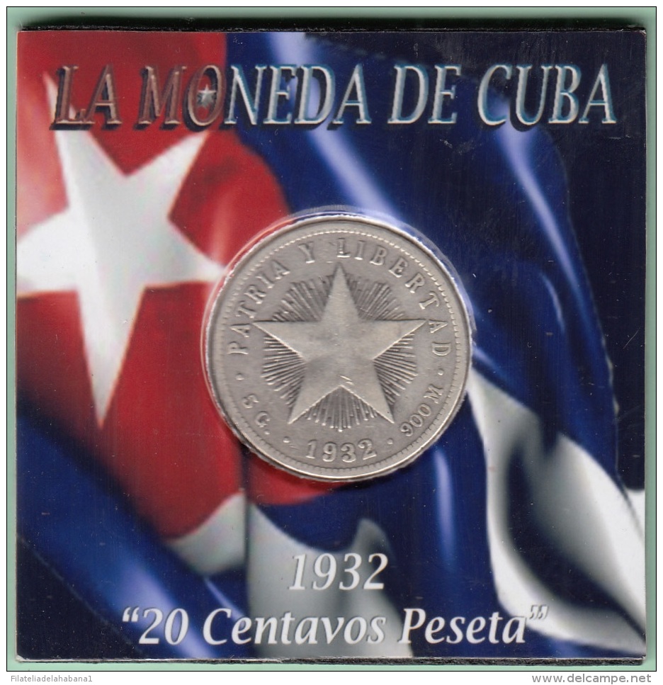 1932-MN-115 CUBA REPUBLICA 20c 1932. ESTRELLA STAR. 20c SILVER 5gr. VG. - Cuba