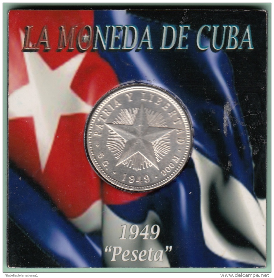 1949-MN-117 CUBA REPUBLICA. SILVER 20c STAR 1949. ESTRELLA RADIANTE. XF PLUS - Cuba