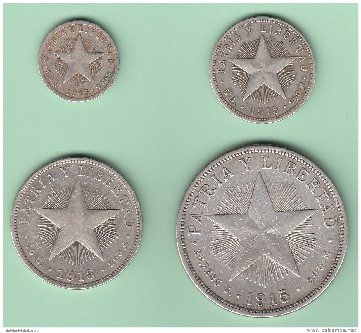 BK-SET-150 CUBA SPECIAL BOOK SILVER 1915 COMPLETE SET 10c-1 PESO. STAR TYPE. - Cuba