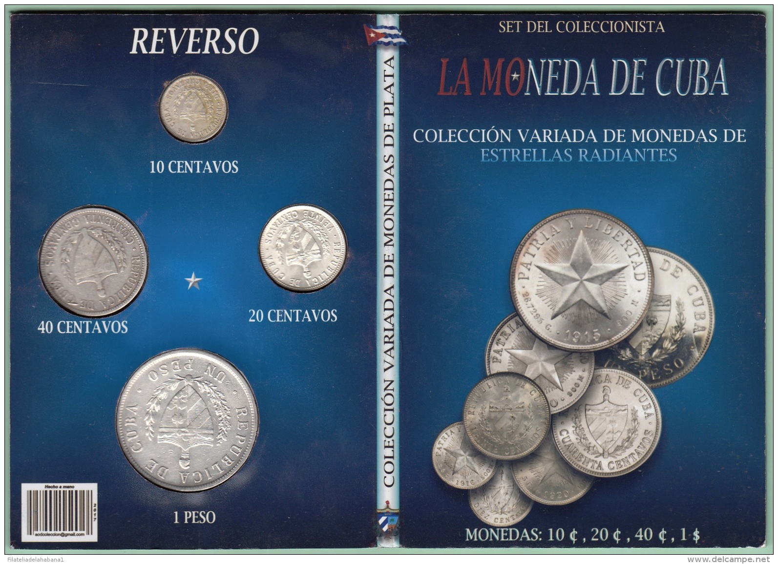 BK-SET-147 CUBA SPECIAL BOOK SILVER COMPLETE SET SILVER STAR 1915-1949 10c-1 PESO. - Cuba