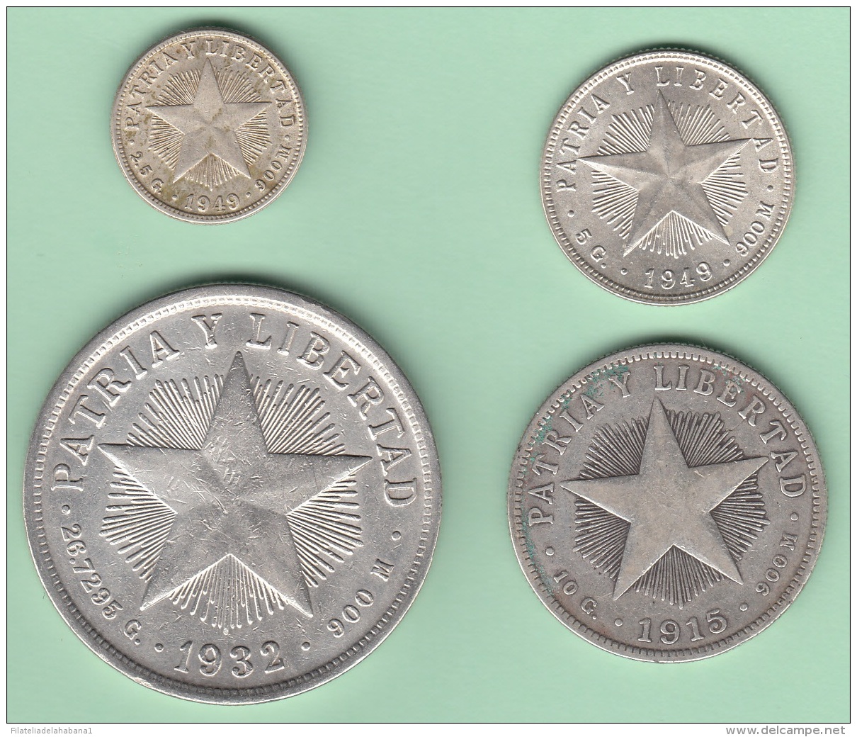 BK-SET-147 CUBA SPECIAL BOOK SILVER COMPLETE SET SILVER STAR 1915-1949 10c-1 PESO. - Cuba