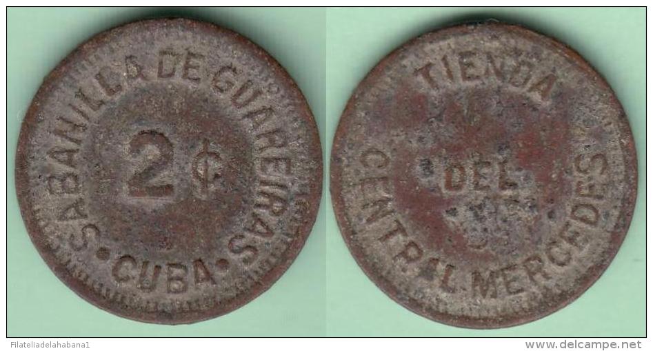 TK-351 CUBA SPAIN ESPAÑA TOKEN SUGAR MILLS S.XIX 2c. INGENIO MERCEDITAS, CALIMETE, MATANZAS. SABANILLA DE GUAREIRAS 18 M - Other & Unclassified