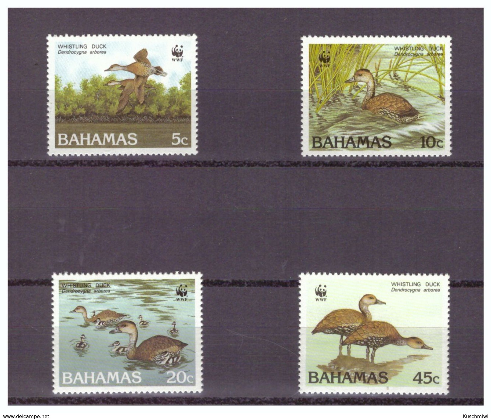 Bahamas, Mi.-Nr. 672-75, **, 1988 W.W.F. Kubapfeifgans - Gänsevögel