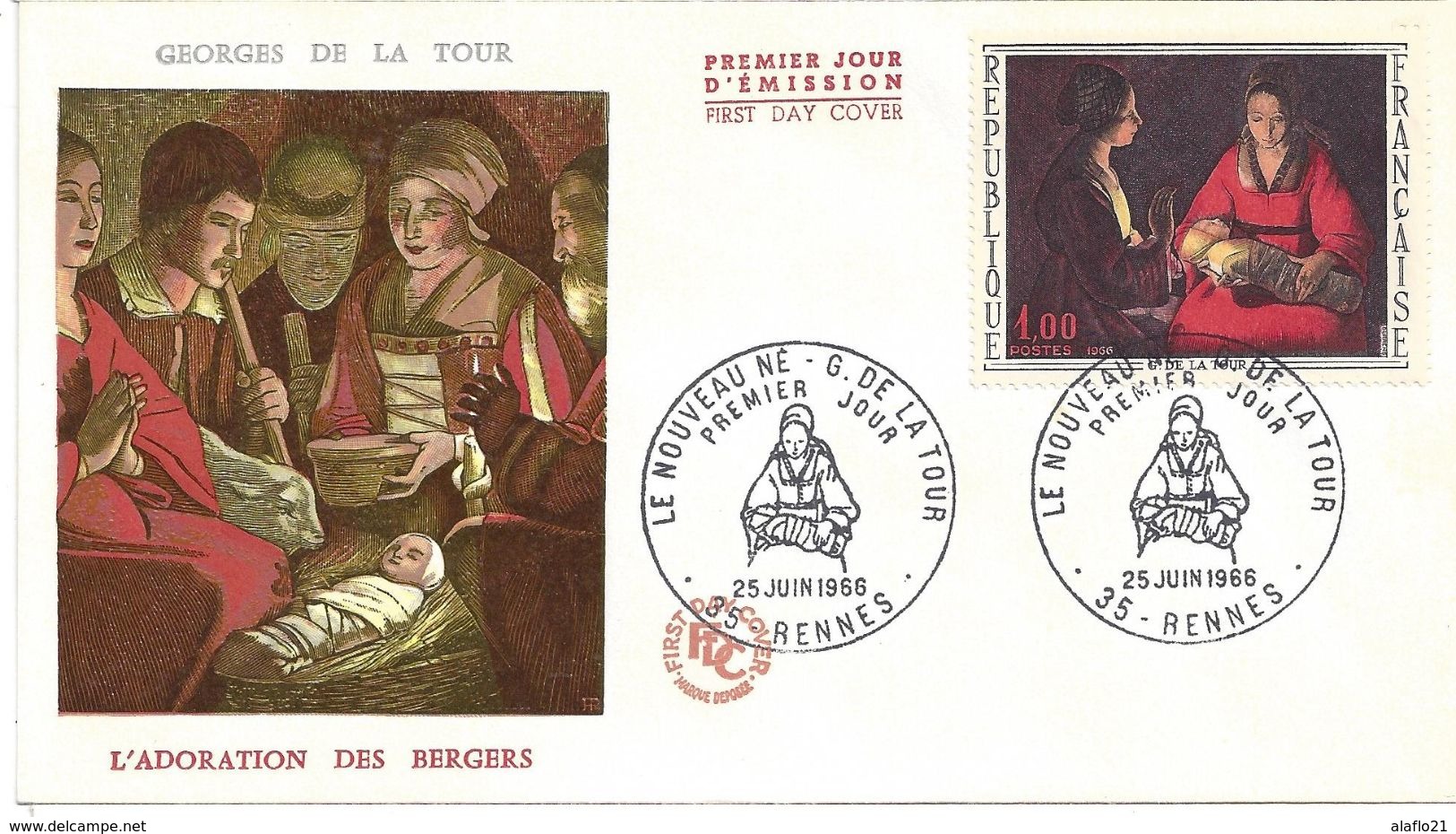 ENVELOPPE 1er JOUR - FDC - N° 1479 - GEORGES De La TOUR - RENNES - 1960-1969