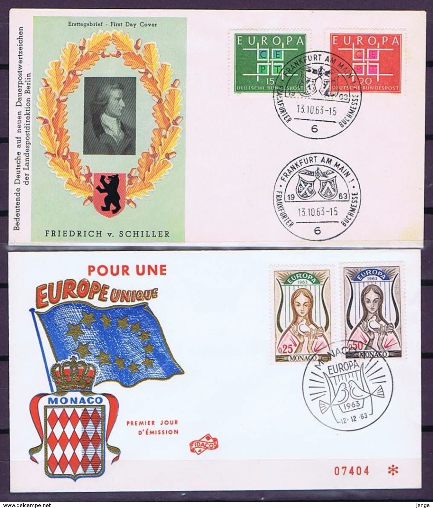Germany And Monaco; 1963; Europa - CEPT.  2 Set Of 2 On FDC. - 1963