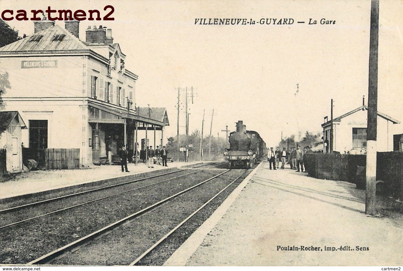 VILLENEUVE-LA-GUYARD GARE TRAIN LOCOMOTIVE CHEMIN DE FER  89 - Villeneuve-la-Guyard