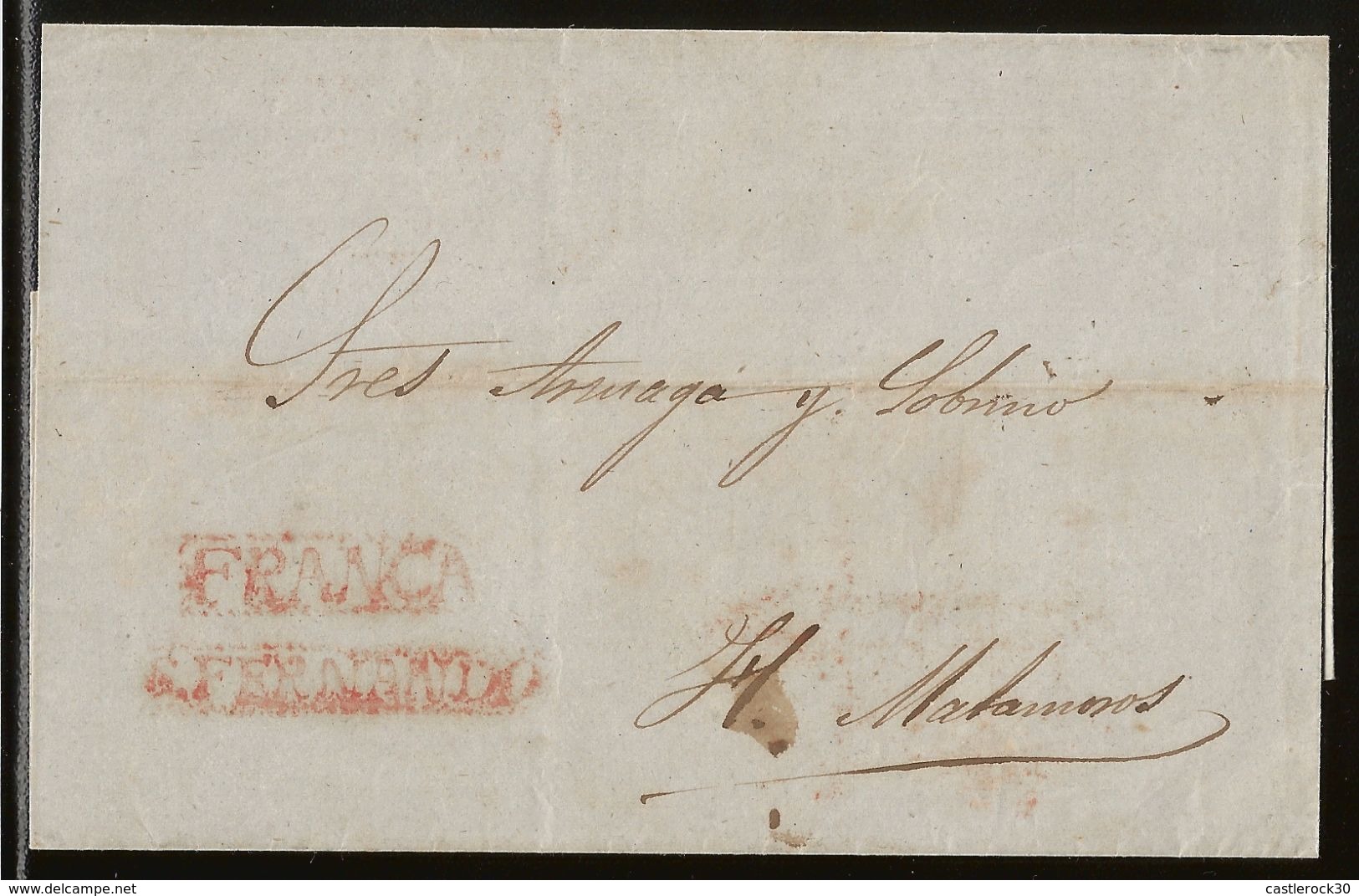 J) 1860 MEXICO, BLACK SEAL, CIRCULATED COVER, FROM FRANCO EN SAN FERNANDO TO MATAMOROS - Mexico