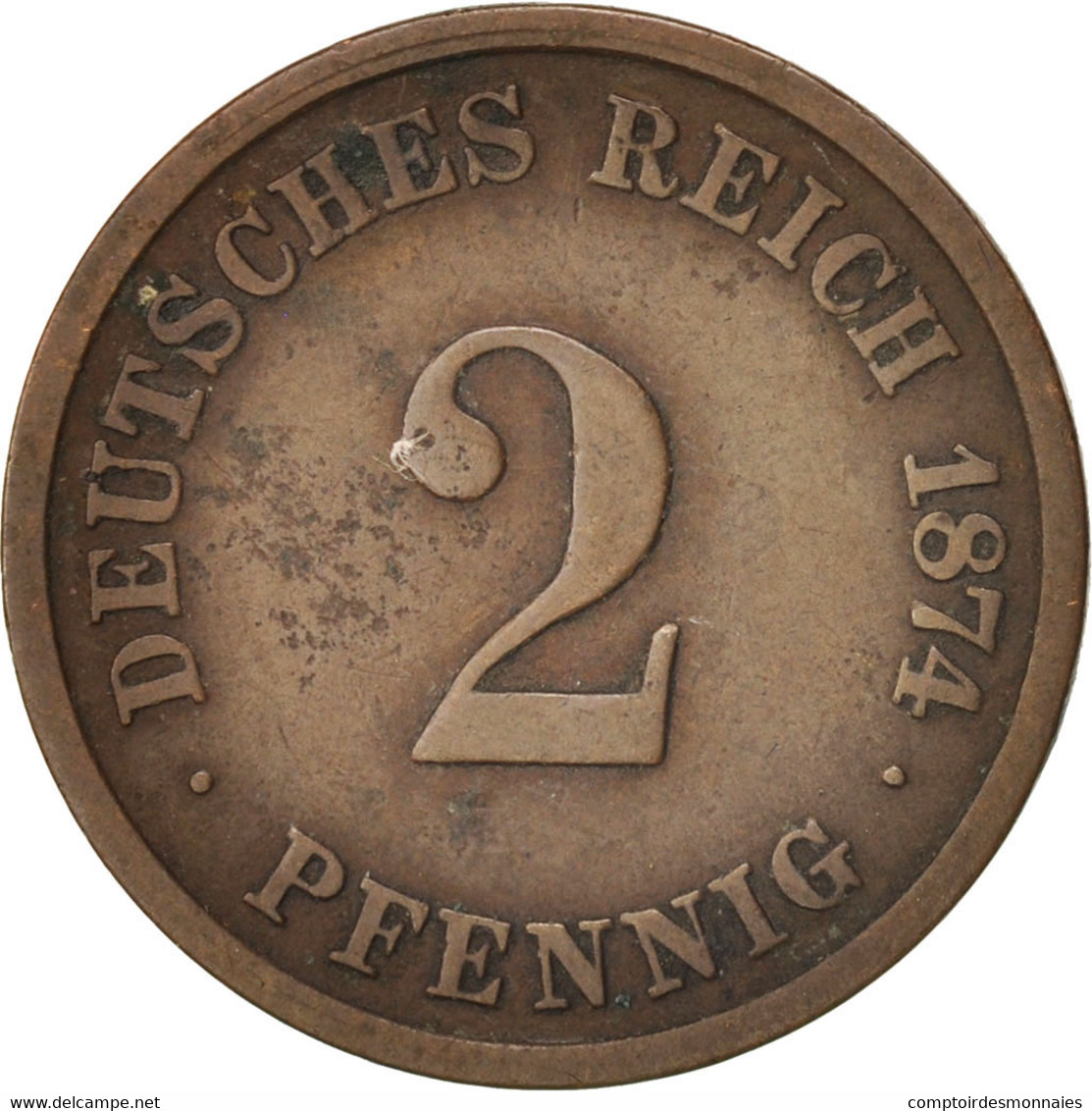 Monnaie, GERMANY - EMPIRE, Wilhelm I, 2 Pfennig, 1874, Frankfurt, TTB, Cuivre - 2 Pfennig