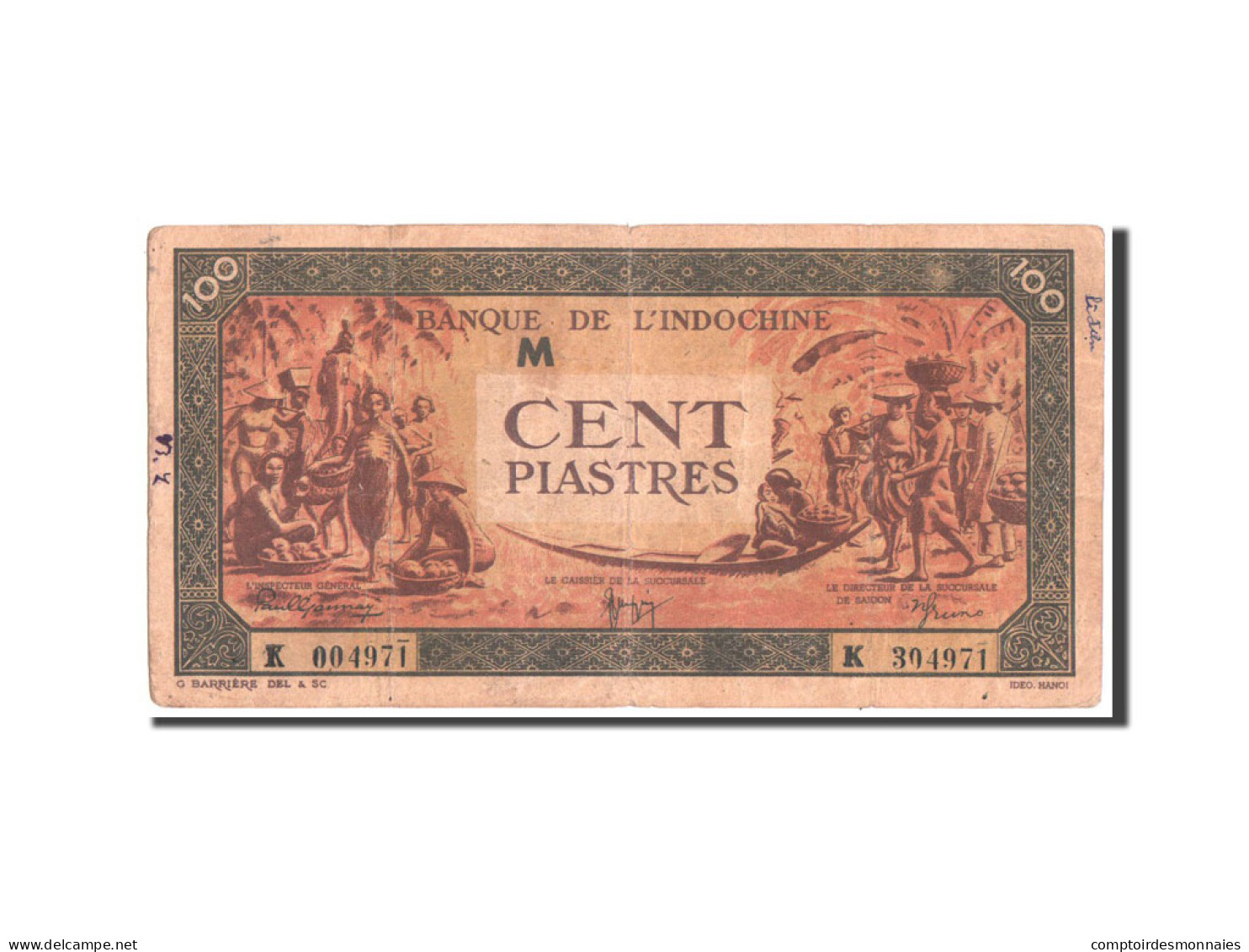 Billet, FRENCH INDO-CHINA, 100 Piastres, 1945, Undated, KM:73, TB - Indocina