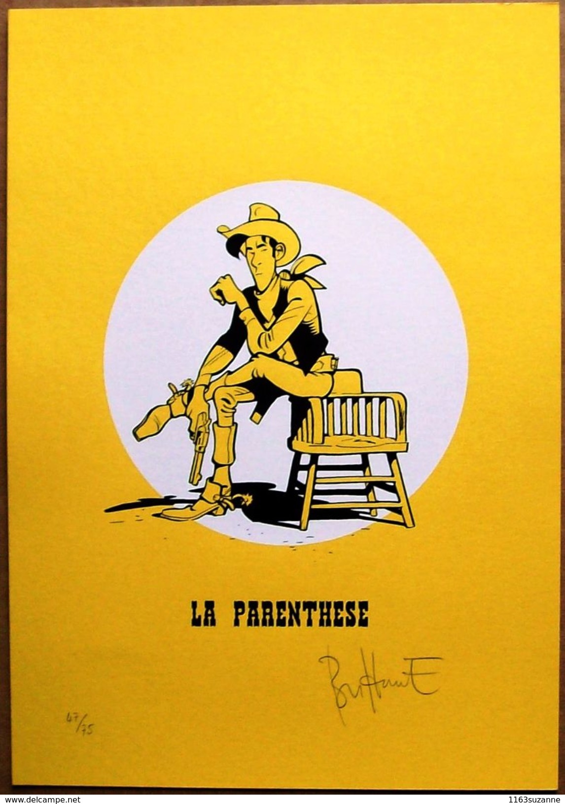 XL Ex-libris Numéroté (75 Ex.) Et Signé Par Matthieu BONHOMME : L'HOMME QUI TUA LUCKY LUKE (sérigraphie) - Illustratoren A - C