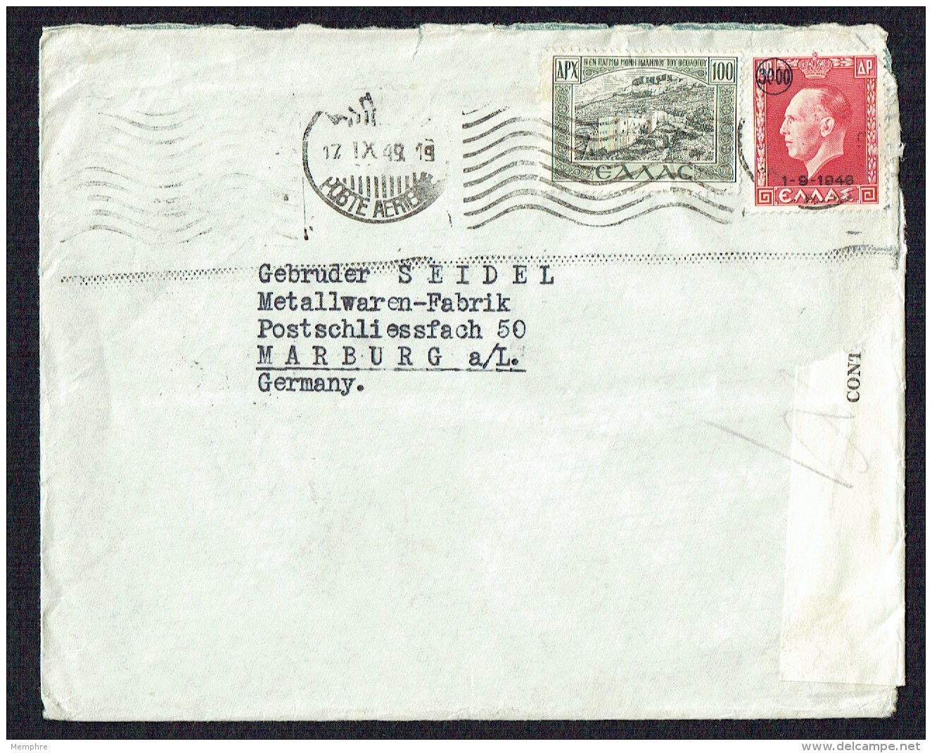 1949  Lette D'Athènes Pour L'Allemagne De L'Ouest - Contrôle Des Changes - Storia Postale