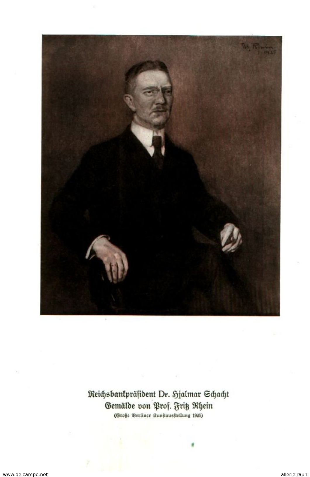 Reichsbankpräsident Dr. Hjalmar Schacht (Gemälde Von Prof. Fritz Rhein) / Druck, Entnommen Aus Zeitschrift /1925 - Autres & Non Classés