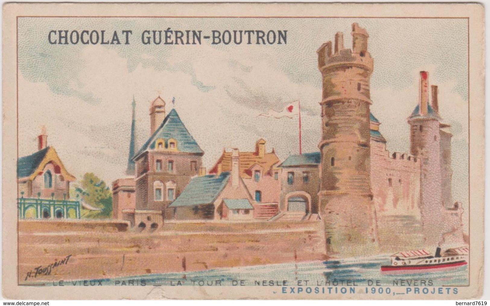 Chromo Chocolat Guerin-boutron Exposition 1900 La Tour De Nesle  Et L'hotel De Nevers - Guérin-Boutron