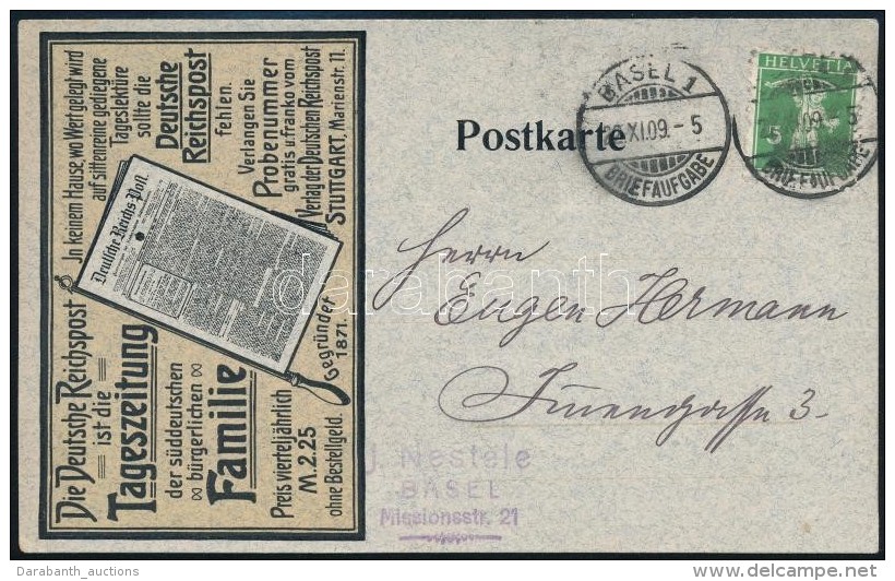1909 Rekl&aacute;m LevelezÅ‘lap / PS-card 'BASEL 1' - Sonstige & Ohne Zuordnung