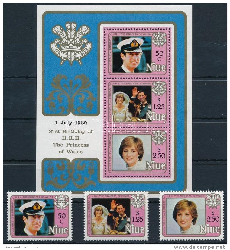 ** 1982 Lady Diana 21. Sz&uuml;let&eacute;snapja Sor Mi 456-458 + Blokk 56 - Other & Unclassified