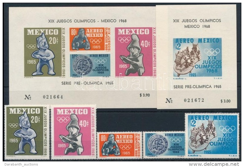 ** 1965 Mexik&oacute;i Olimpia Mi 1192 - 1196 + Blokk Mi 3+4 - Sonstige & Ohne Zuordnung