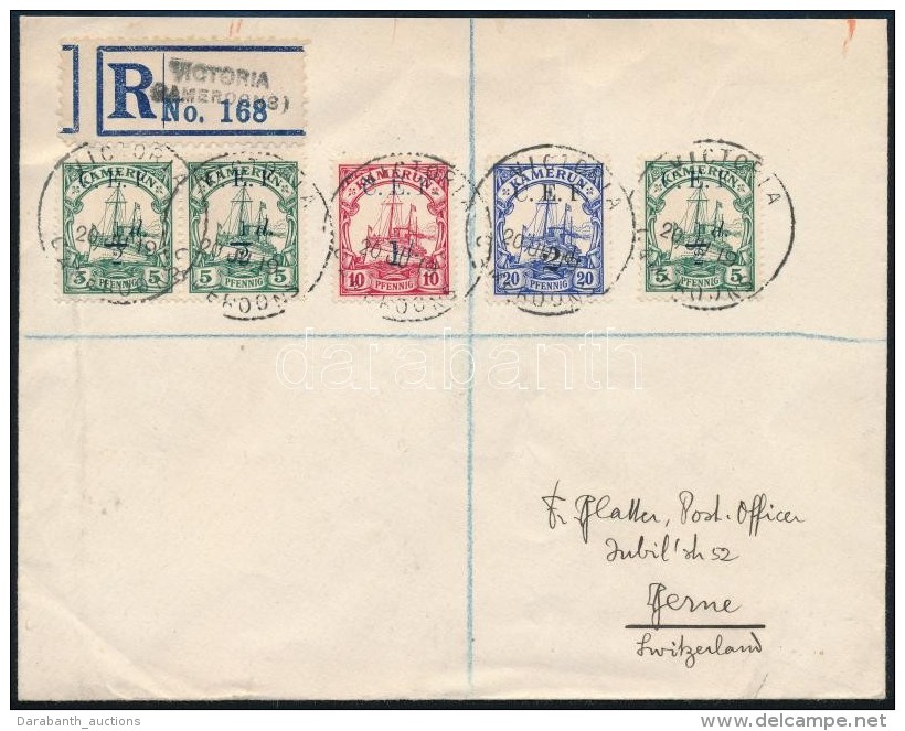 1919 Aj&aacute;nlott Lev&eacute;l  / 3 X Mi 2 + Mi 3-4 On Registered Cover 'VICTORIA / CAMEROONS' - Bern - Sonstige & Ohne Zuordnung