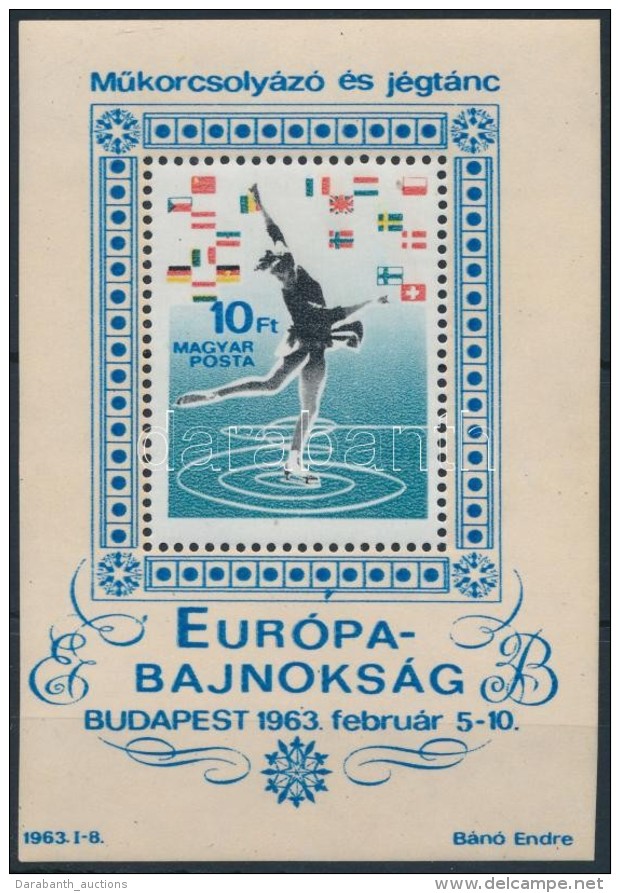 ** 1963 MÅ±korcsolya EB Blokk 'k&eacute;k Ny&iacute;lhegy' T&eacute;vnyomat (4.000) - Sonstige & Ohne Zuordnung
