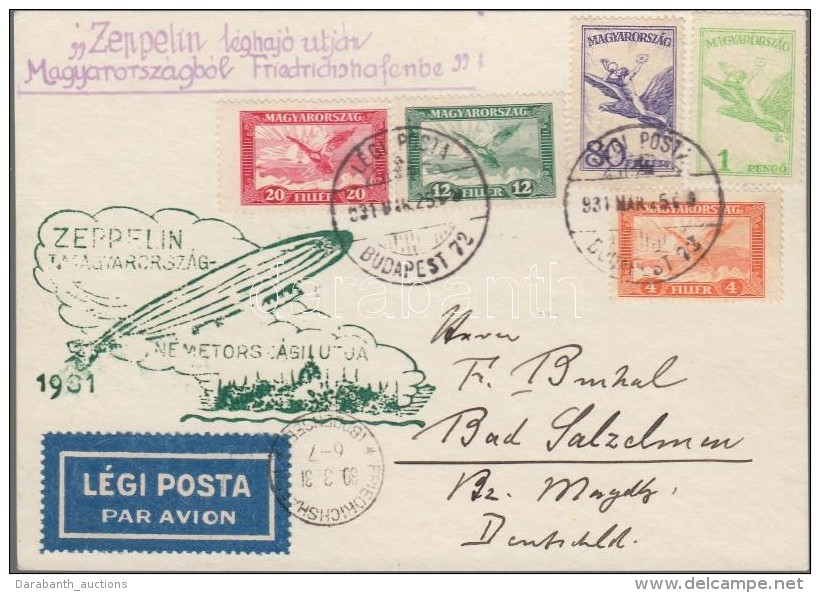 1931 Zeppelin Magyarorsz&aacute;g- N&eacute;metorsz&aacute;gi &uacute;tja LevelezÅ‘lap Zeppelin B&eacute;lyegek... - Sonstige & Ohne Zuordnung
