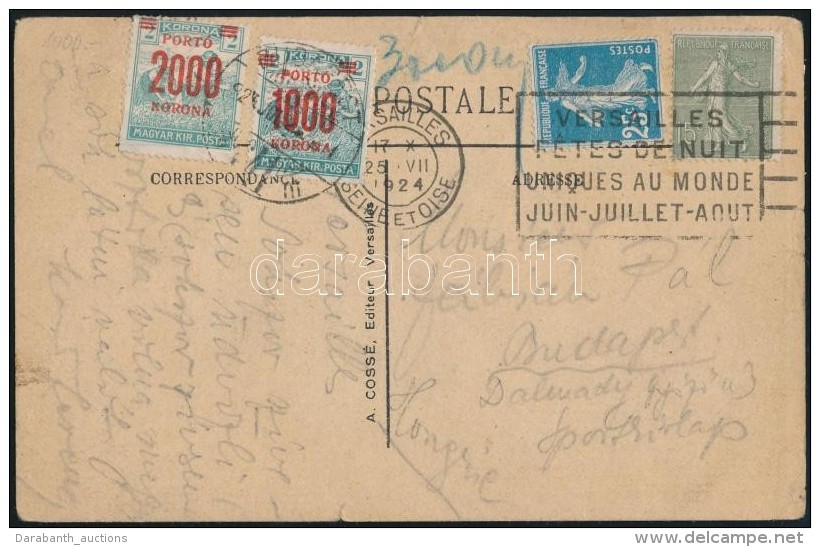 1924 Franciaorsz&aacute;gb&oacute;l K&uuml;ld&ouml;tt K&eacute;peslap 1000K &eacute;s 2000K Port&oacute;val... - Other & Unclassified