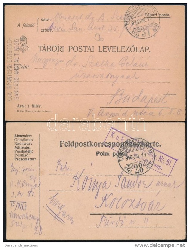 1915-1916 2 Db T&aacute;bori Posta LevelezÅ‘lap 'TP 28' &eacute;s 'TP 37' - Sonstige & Ohne Zuordnung