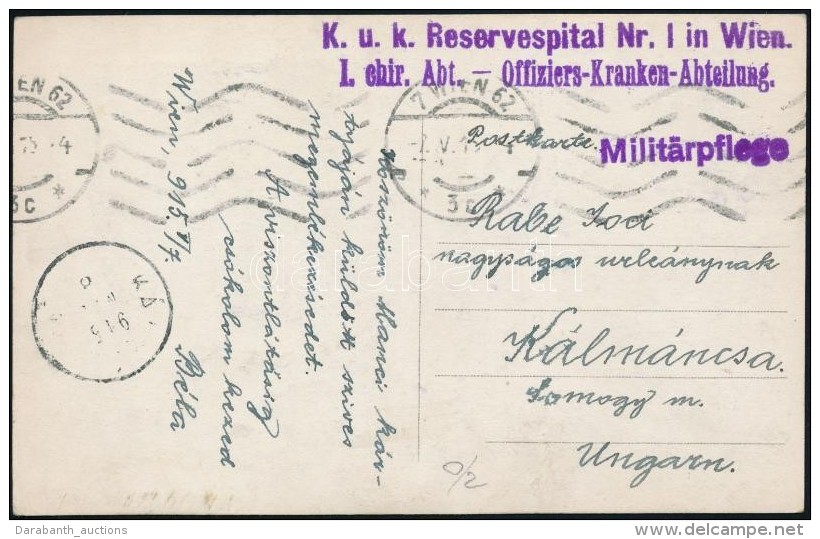 1915 T&aacute;bori Posta K&eacute;peslap 'K.u.k. Reservespital Nr. I. In Wien I. Chir. Abt. -... - Sonstige & Ohne Zuordnung