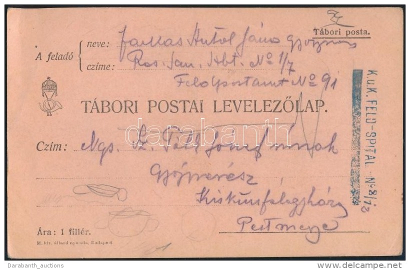 1915 T&aacute;bori Posta LevelezÅ‘lap 'K.u.k. FELD-SPITAL No. 8/12' - Sonstige & Ohne Zuordnung