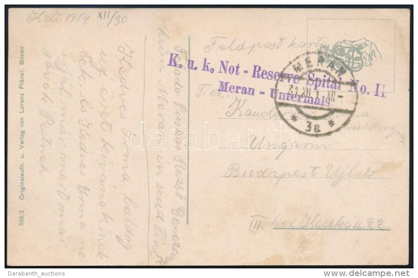 1914 T&aacute;bori Posta K&eacute;peslap 'K.u.k. Not-Reserve Spital No.11 Meran-Untermais' - Sonstige & Ohne Zuordnung