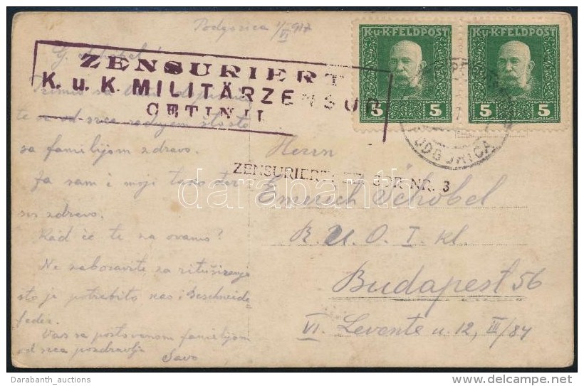 1917 T&aacute;bori Posta K&eacute;peslap 5h P&aacute;r B&eacute;rmentes&iacute;t&eacute;ssel / Field Postcard... - Sonstige & Ohne Zuordnung