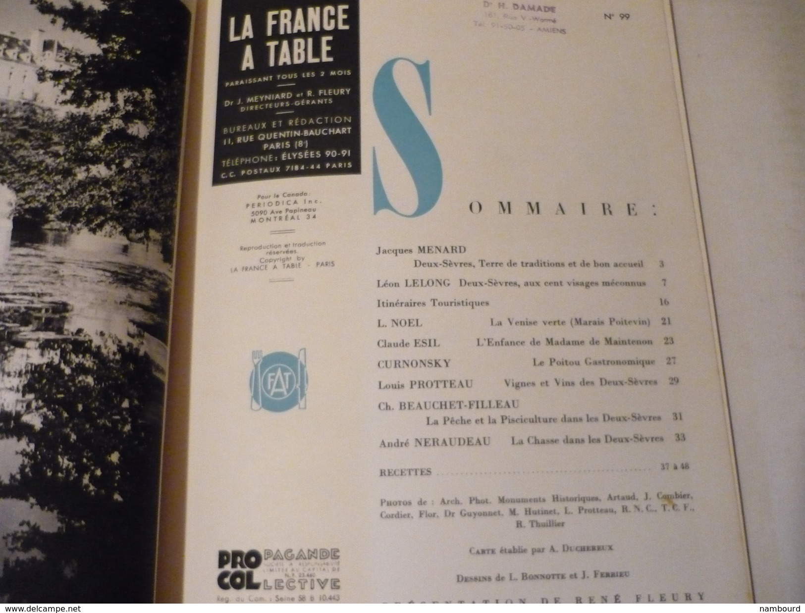 La France à Table Gastronomie Tourisme Folklore N°99 Deux-Sèvres Décembre 1962 - Tourisme & Régions