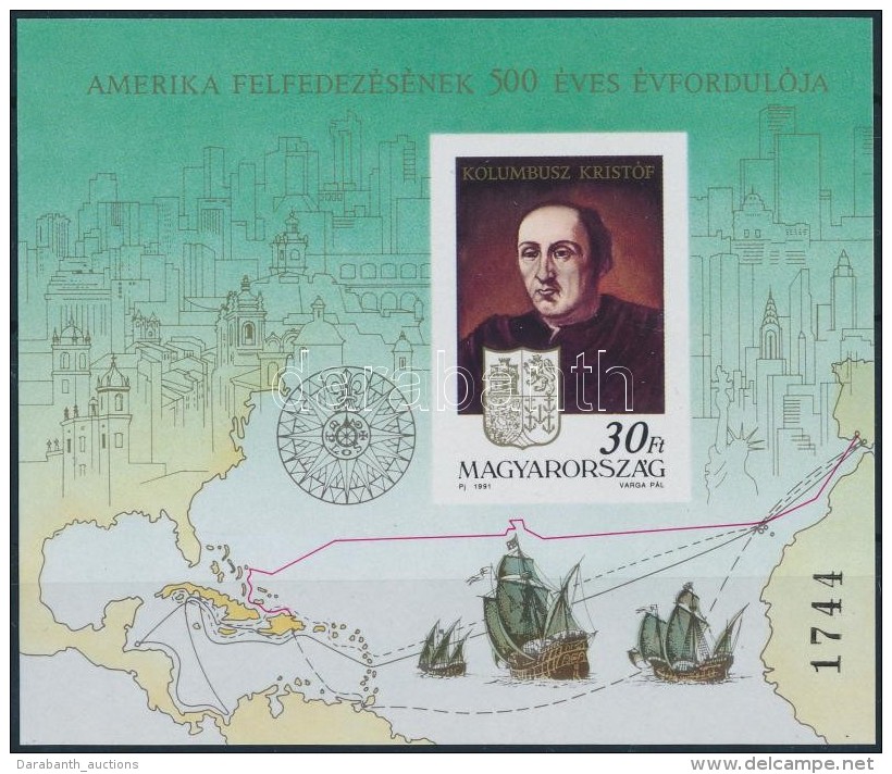 ** 1991 Amerika Felfedez&eacute;s&eacute;nek 500. &eacute;vfordul&oacute;ja V&aacute;gott Blokk (12.000) - Sonstige & Ohne Zuordnung