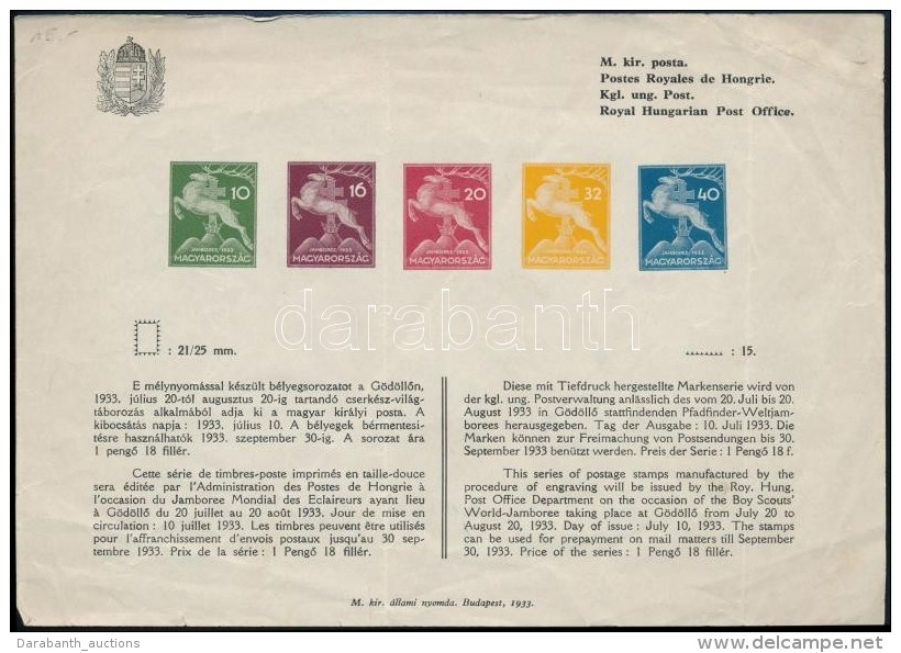 1933 A Cserk&eacute;sz Sor Postai T&aacute;j&eacute;koztat&oacute;ja / Announcement Of The Hungarian Jamboree Issue... - Other & Unclassified