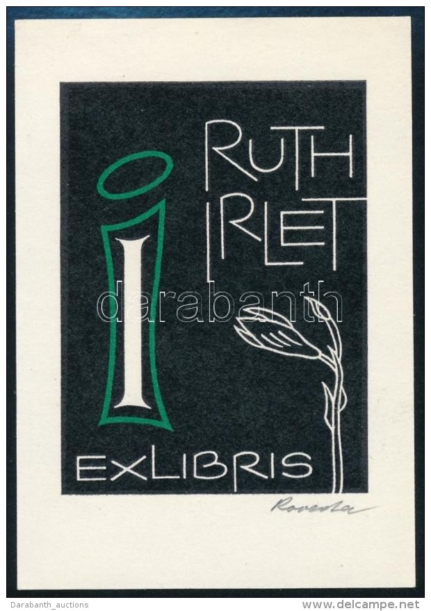 Roland Reveda (1912-1996): Ex Libris Ruth Izlet. Lin&oacute;metszet  Jelzett 75x50 Mm /  Lino - Altri & Non Classificati
