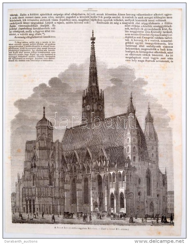 1857 B&eacute;cs, Stephansdom, Rot&aacute;ci&oacute;s Fametszet, Pap&iacute;r, A Vas&aacute;rnapi... - Stiche & Gravuren