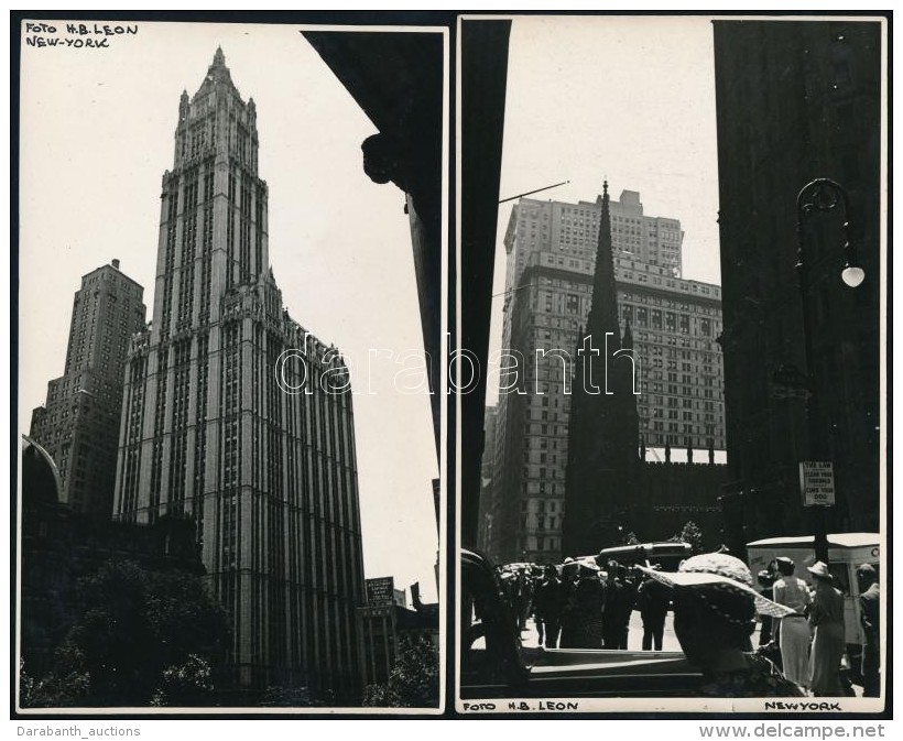 Cca 1930-1940 H.B. Leon: New York, 2 Db Feliratozott Fot&oacute;, 19x12 Cm - Sonstige & Ohne Zuordnung