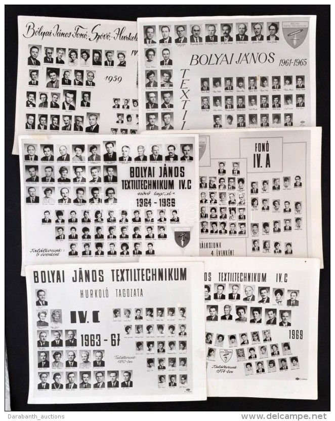 1961-1969 Vegyes Tabl&oacute;fot&oacute; T&eacute;tel, 6db: Bolyai J&aacute;nos Textiltechnikum, 24x30 Cm. - Sonstige & Ohne Zuordnung