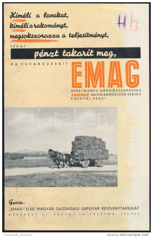 Cca 1930 Emag G&ouml;rgÅ‘scsap&aacute;gy &eacute;s Gazdaabroncs Rekl&aacute;m Prospektus, 8 P. - Advertising
