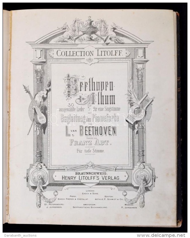 Cca 1872 Beethoven Album, 30 Ausgew&auml;hlte Lieder F&uuml;r Eine Singstimme Mit Begleitung Des Pianoforte, Kotta... - Unclassified