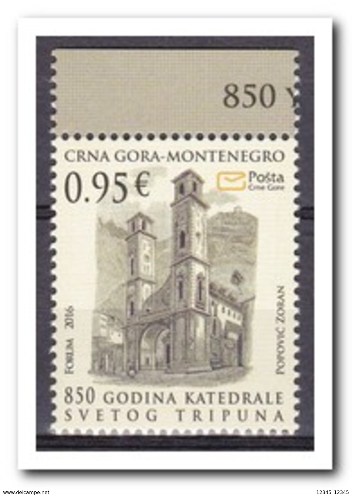 Montenegro 2016, Postfris MNH, 850 JR. CATHEDRAL ST. TRIPUNA - Montenegro