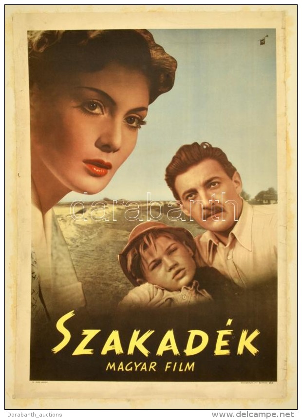 1956 Szakad&eacute;k, Magyar Film Plak&aacute;t, Ofszet, Kartonra Ragasztva, 84x59 Cm - Sonstige & Ohne Zuordnung