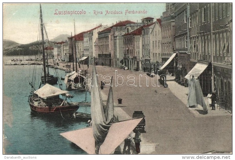 ** T2/T3 Mali Losinj, Lussinpiccolo; Riva Arciduca Ferdinando / Port, Ships, Pharmacy (EK) - Ohne Zuordnung