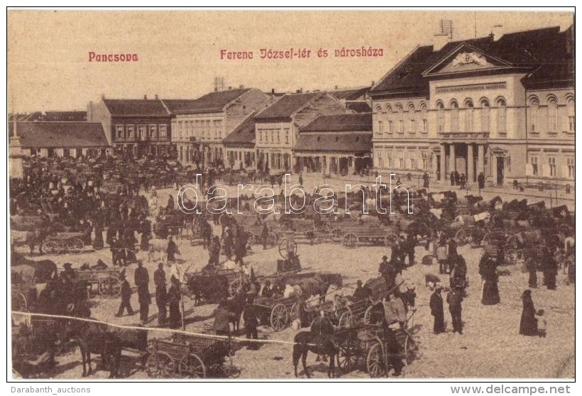 T2/T3 Pancsova, Pancevo; Ferenc J&oacute;zsef T&eacute;r, V&aacute;rosh&aacute;za, Piac  / Market Square, Town Hall... - Unclassified