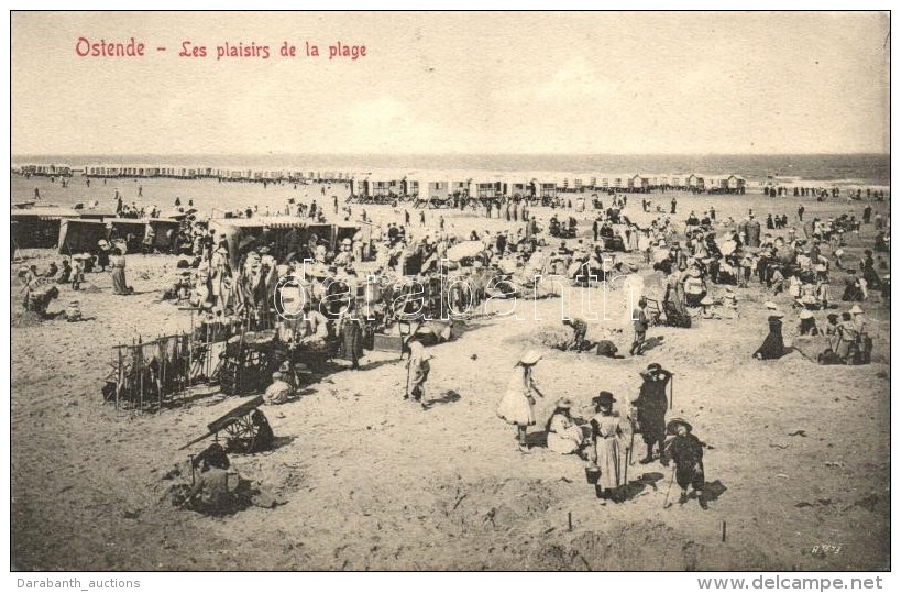 ** T2/T3 Ostende, Les Plaisirs De La Plage / 'The Pleasures Of The Beach', Bathing Cabins, Sunshade Vendor(?) (EK) - Ohne Zuordnung