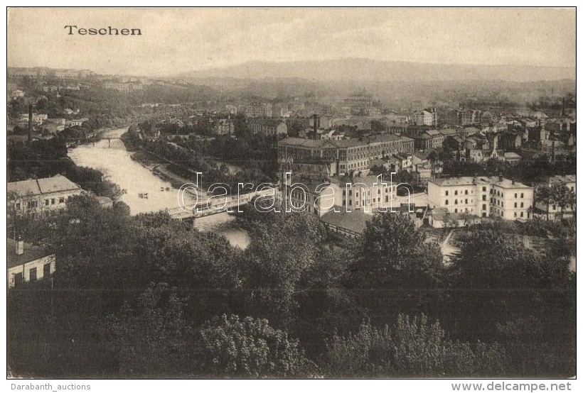 ** T2 Cieszyn, Teschen; General View, River, Bridge. Verlag Von Kutzer &amp; Cie. - Ohne Zuordnung