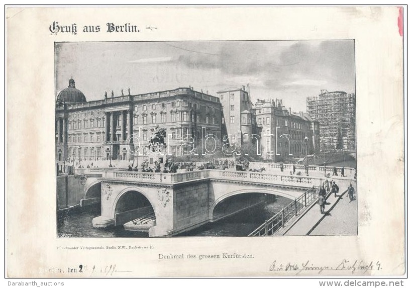 * T3 1899 Berlin, Denkmal Des Grossen Kurf&uuml;rsten; C. Schneider Verlanganstalt, Riesenpostkarte 26 &times; 18... - Ohne Zuordnung