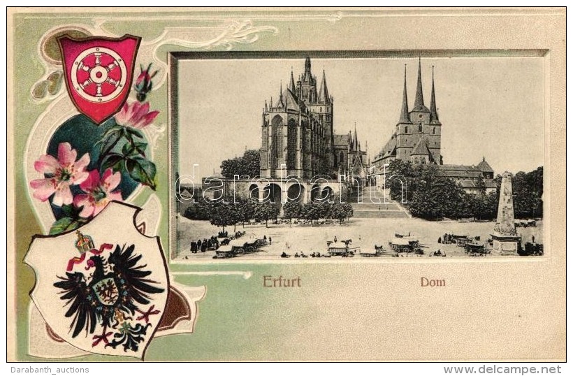 ** T1/T2 Erfurt, Dom, Wappen / Cathedral, Emb. Coat Of Arms, Litho - Ohne Zuordnung