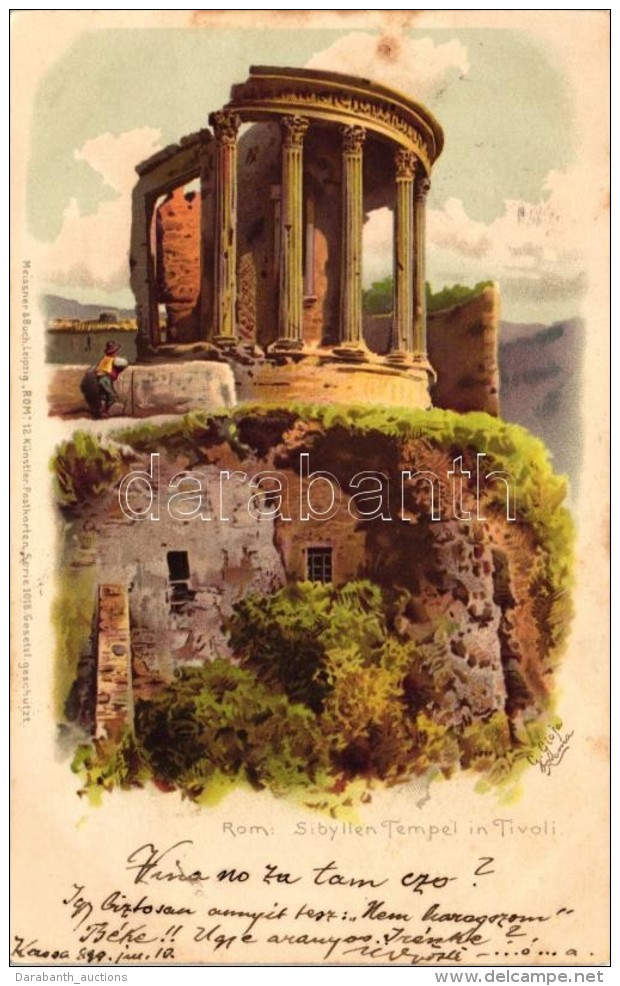 T2 1899 Rome, Roma; Sibyllen Tempel / Tivoli Sybil Temple, Meissner &amp; Buch Serie 'Rom' 12. Litho S: G. Gioja - Ohne Zuordnung