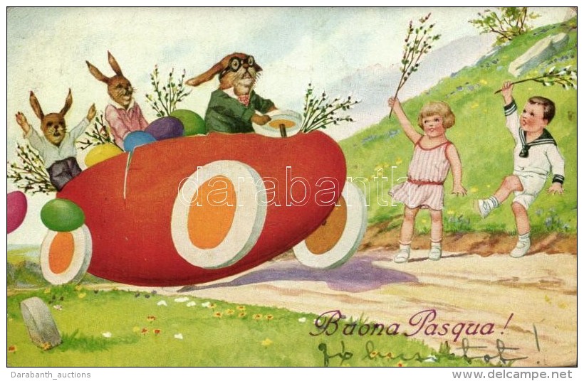 T2/T3 Buona Pasqua / Easter Greeting Card, Rabbit Automobile, Humour - Ohne Zuordnung
